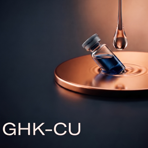 GHK-Cu copper peptide vial for skin and hair research, supplied in Egypt